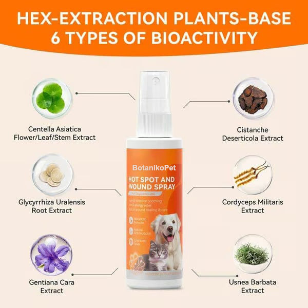 🐾BotanikoPet|Pet Hot Spot & Itch Relief Spray – Antibacterial & Skin Soothing Spray